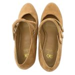 Anthropologie Rara Avis Suede Tan Heel Rockabilly Strappy Twee Mary Janes 7W Brown Size 10 Photo 3