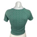 American Eagle Green Floral Print Crewneck Short Sleeve Ribbed Knit Crop Top M Photo 1