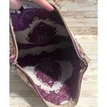 Oriental Crossbody Bag Adjustable Strap Purple Velvet Metallic Purse Photo 4