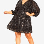 City Chic Trendy Plus Size Scattered Glow Sequin Dress in Bronze Size 16 Photo 0