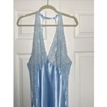 Avon Womens XL Blue Lace Silk Dress Lingerie Chemise Long Satin Nightgown Lace Photo 1