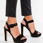 Madden Girl Black Velvet Silver Glitter Dot Rolloo Night Out Platform Heels Photo 0