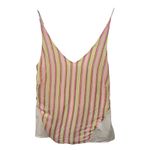 J Brand  Womens Neon Pink Yellow Stripe Sheer V Neck Cami Tank Top Size Small Photo 0