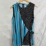Diane Von Furstenberg Diane Von‎ Furstenberg Blue Sleeveless Faux Wrap Blouse Size S Photo 2