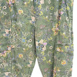 Anthropologie Classic Seamed Joggers Pants Floral Linen Blend Green Size Large Photo 4