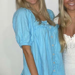 Stoney Clover Lane  x Target Blue Short Sleeve Ruffle Dress Photo 0