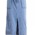 Free People NEW Size 2 Catching Feelings Chambray Denim Blue Tie Midi Skirt BNWTS Photo 0