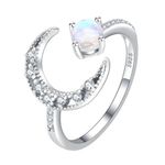 Inlaid Moonstone Moon and Earth Ring One Size Photo 12