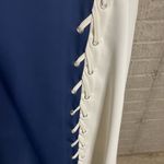 Alfani Womens Navy White Lace Up Spaghetti Strap Colorblock Shift Dress Size 14 Photo 1