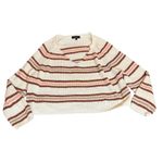 Lulus NWOT Small Deela Ivory Striped V-Neck Pullover Sweater Beige Brown Pink Photo 2