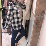 Burnside  black & white plaid flannel button down shirt size small Photo 2