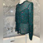 Eyeshadow  Ruffle Long Sleeve Blouse Green Floral Print Blouse Size XS NWT Photo 2