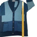 ZARA Small Blue Patchwork Chunky Knit V Neck Cardigan Sweater Bloggers Favorite Photo 6