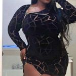 Black Plus Size Bodycon/ Mini/ Party/ Assymmetrical Zip Dress Black Photo 3