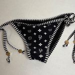 Dixxon‎ Bikini Bottoms Black & White String Tie Swimsuit Print S Photo 0