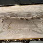 Handmade Vintage Needlepoint Mini Handbag Clutch Victorian Femme 9" Gold Frame Photo 5