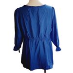 🔵 SALE 3/$25 ISABEL MATERNITY ROYAL BLUE FRONT TIE LONG SLEEVE BLOUSE TOP L Size undefined Photo 2