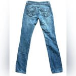 Junior Girls Miley Cyrus + Max Azaria Ripped Distressed Skinny Jeans, Size 1 Blue Photo 3