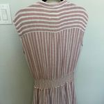 Rails || Angelina Linen Blend Smocked Mini Dress Rose Stripe Pink White Medium Photo 9