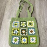 Crochet Flower Tote Bag Green Photo 0