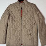 Valerie Bertinelli Quilted Jacket Beige Orange Plaid Lining Pockets Women's S Tan Photo 0
