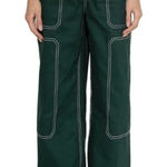 By Dyln Cooper Green High Rise Wide‎ Leg Baggy Jeans Contrast Stitch Size Small Photo 0