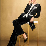 Talbots  Black and Cream Sequin Cardigan | Size 2X Photo 0