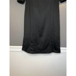 Attention  Dress Womens Medium Black Faux Leather Sleeve Sheath Knee Length Photo 1