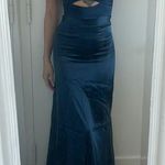 SET michael lo sordo silk navy cut out high slit crop top skirt set Size 2 Photo 1