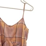 Old Navy  Orange Plaid Sleeveless Casual  Peplum V-Neck Chic Tank Top Medium Photo 2