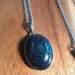 Blue Sandstone Stainless Steel Pendant Necklace Photo 0