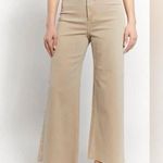 OAT | New York Jeans High Waist Wide Leg Crop Khaki Light Tan Raw Hem | 29, 8 Photo 0