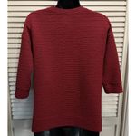 ANA Deep Red Zip Detail Round Neck 3/4 Sleeve Top Size XS Textured Material Red Photo 3