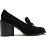 Vince Camuto NEW VINCE‎ CAMUTO Almond-toe Pump Black Suede block heel pump front chain… Photo 2