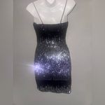B Darlin Ombre Purple Black Sequin Mini Dress Size 1/2 Bodycon Sparkly Glam Photo 2