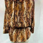 Parker  Womens Top Blouse Black brown Size Small winged sleeves Photo 3