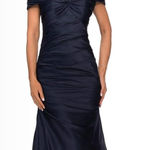 NWT  Dresses Nwot La Femme Off The Shoulder Satin Evening Gown  14 Navy Photo 0