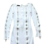 Bebe 🔃 White Long Sleeve Zipper Accent Mini Sweater Dress Photo 1