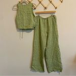 ZARA NWT Green Striped Pants and Top Set size Medium Photo 9