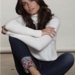 Driftwood Colette Stretch Denim Embroidered Floral Cuffed Crop Straight Jeans 32 Photo 0