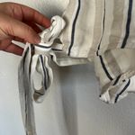 Rails NWT  White Khaki Blue Stripe Smocked Wrap Crop Top Juliana Coco Linen M Photo 4