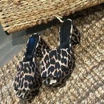 Ganni Brown & Black Leopard Butterfly Square-Toe Platform Satin Heeled Sandals Photo 0