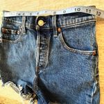Levi's  Ribcage High Waist Button Fly Distressed Medium Blue Denim Shorts Size 25 Photo 7