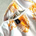 Floral Ruched Two Piece Bikini Set White Orange Tropical Shirred Cheeky Medium Photo 8