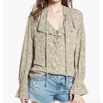 AG Adriano Goldschmied ‎ Celeste Peasant Blouse Green Floral XS Photo 2