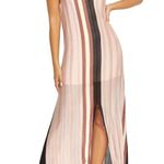 PilyQ Pink Black Striped Glitter Maxi Halter Dress MEDIUM /LARGE Beach Faith NEW Photo 1