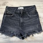 ZARA Fringe Black Jean Shorts Photo 0