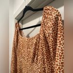 SheIn Cream & Orange Ditsy Floral Long-Sleeve Square Neck Mini Dress - S Photo 5