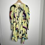 ALC Frank A.L.C. Enzo Silk Chiffon Wrap Dress Yellow Psychedelic Mini Womens 6 Photo 2