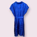 Evan Picone V-Neck Belted Faux Wrap Dress with Capped Sleeve in Marine Blue Photo 1